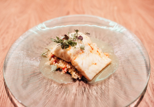 Bacalao con cuscús y salsa azafran